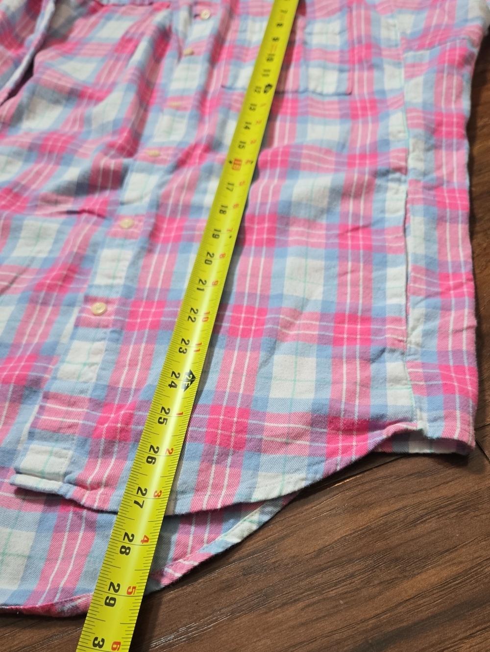 Lauren James Medium Pink Blue Cotton Flannel Button Down - Picture 8 of 10